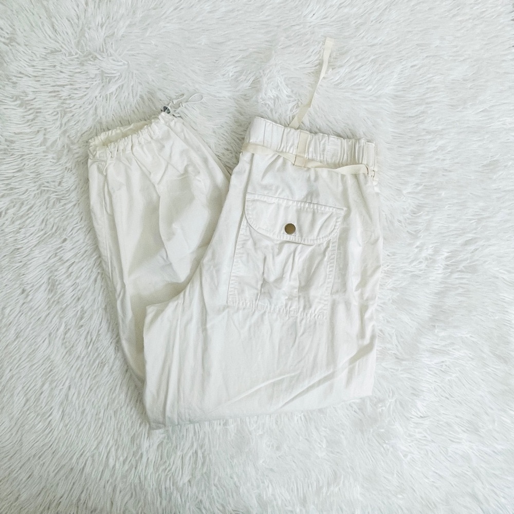 Anthropologie Pilcro Wide-Leg Women's Pants White Size M With Ankle Drawstring - Picture 6 of 11